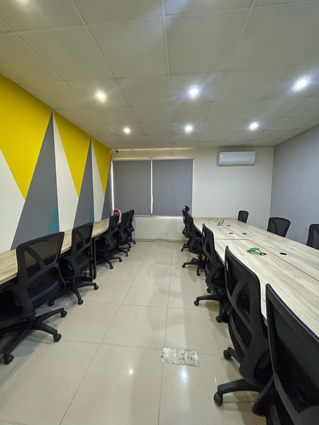 Wide view of a fully furnished BPO floor